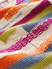 Multi Stripe Wide Sleeve Colour Block Knitted Jumper - Image 7 of 7