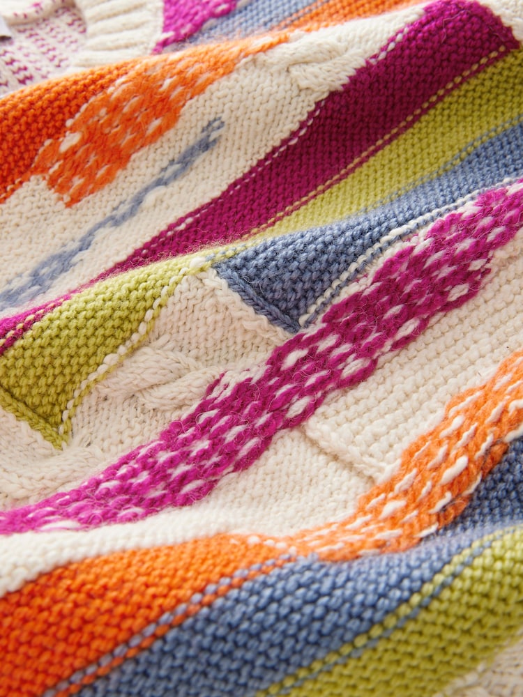Multi Stripe Wide Sleeve Colour Block Knitted Jumper - Image 7 of 7