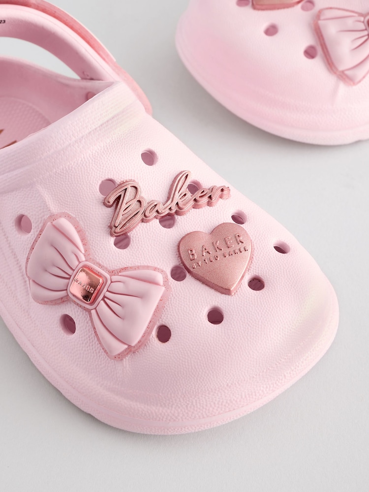 Rose vif/rose - Sabots Baker by Ted Baker fille avec sangle de cheville et nœud - Image 4 of 6