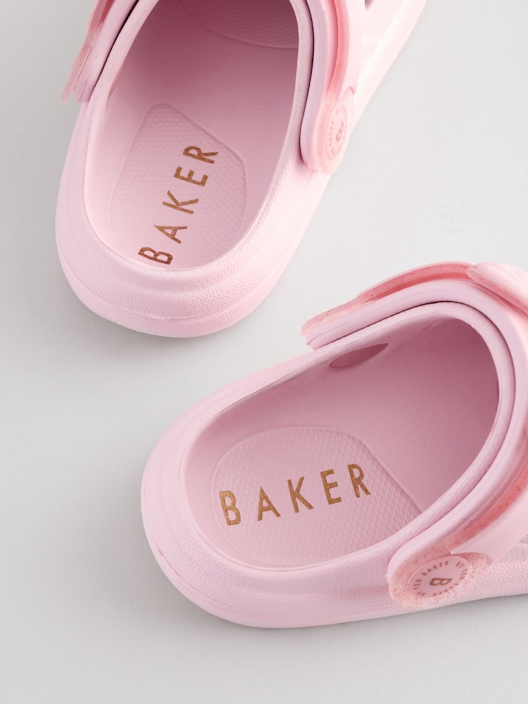 Rose vif/rose - Sabots Baker by Ted Baker fille avec sangle de cheville et nœud - Image 5 of 6