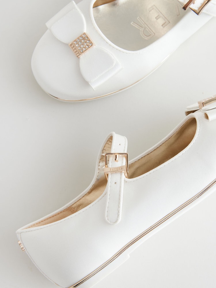 ivoire - Baker by Ted Baker Girls Occasion Bow Mary Jane Shoes - Image 3 of 5