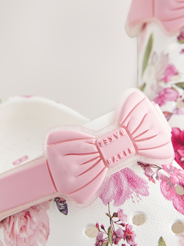 Wit - Baker by Ted Baker clogs met enkelbandje en strik voor meisjes - Image 4 of 8