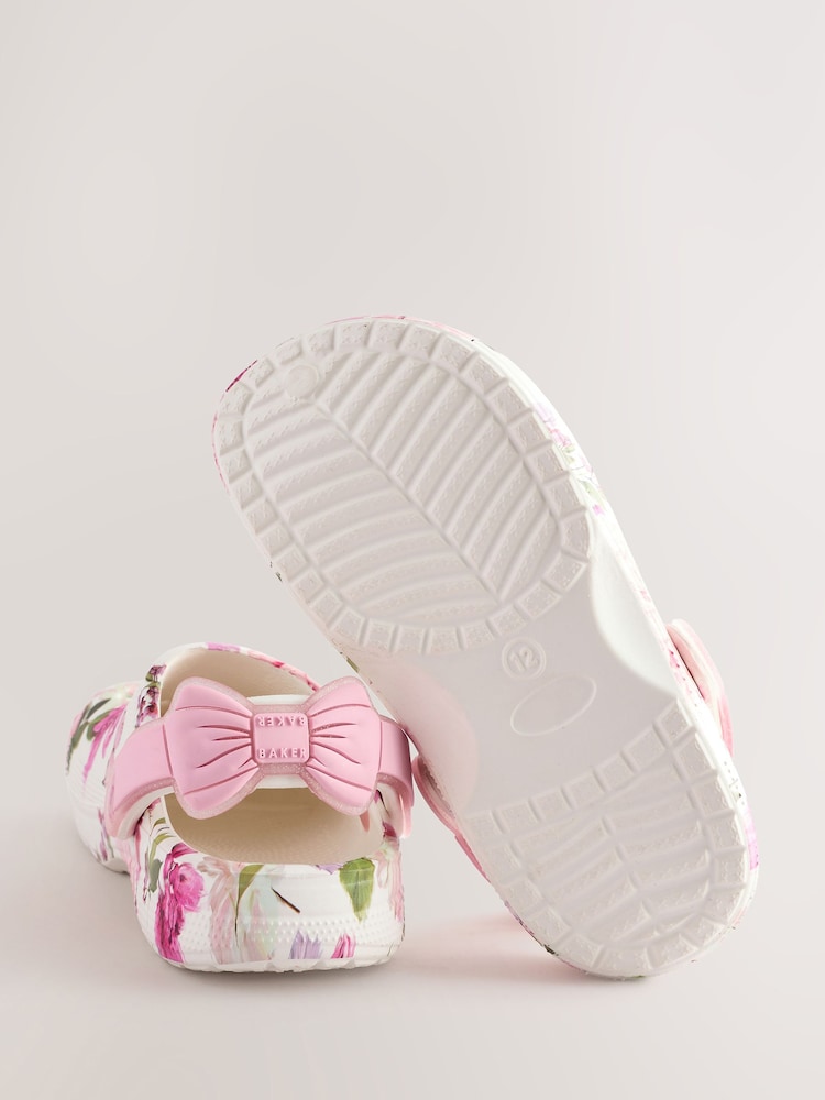 Wit - Baker by Ted Baker clogs met enkelbandje en strik voor meisjes - Image 7 of 8