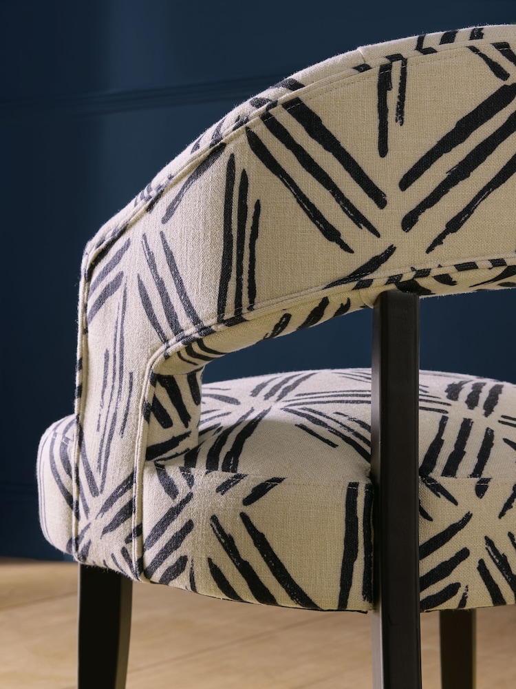Clarke and Clarke Set of 2 Murakami Black Remi Arm Dining Chairs - Image 2 of 3