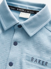 Синий - Baker by Ted Baker Textured 100% Cotton Polo Shirt and Trousers Set - Изображение 16 из 20