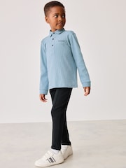 Синий - Baker by Ted Baker Textured 100% Cotton Polo Shirt and Trousers Set - Изображение 5 из 20