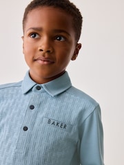 Синий - Baker by Ted Baker Textured 100% Cotton Polo Shirt and Trousers Set - Изображение 6 из 20