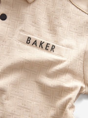 Песочный - Baker by Ted Baker Textured 100% Cotton Polo Shirt and Trousers Set - Изображение 16 из 21
