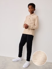 Песочный - Baker by Ted Baker Textured 100% Cotton Polo Shirt and Trousers Set - Изображение 5 из 21