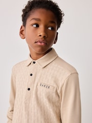 Песочный - Baker by Ted Baker Textured 100% Cotton Polo Shirt and Trousers Set - Изображение 9 из 21