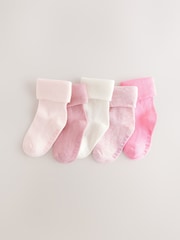 Pink Baby Roll Top Socks 5 Pack (0mths-2yrs) - Image 1 of 3