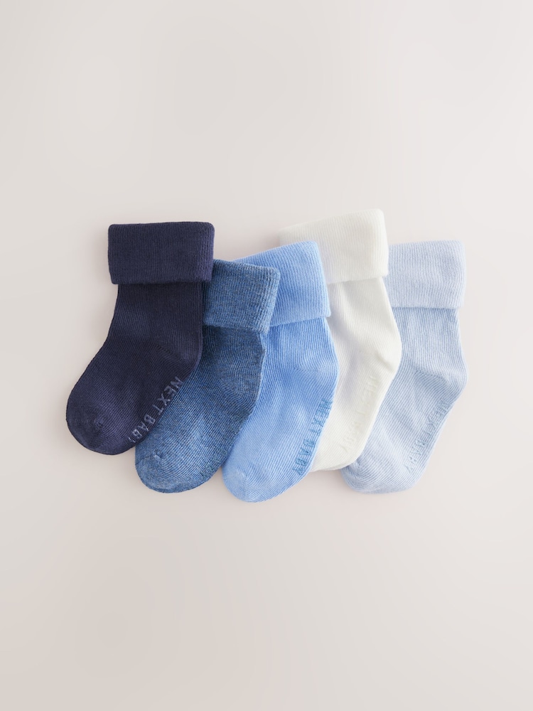 Blue Roll Top Baby Socks 5 Pack (0mths-2yrs) - Image 1 of 2