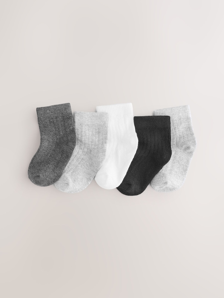 Grau und Weiß - Baby-Socken, 5-er Pack (0Monate–2Jahre) - Bild 1 von 8