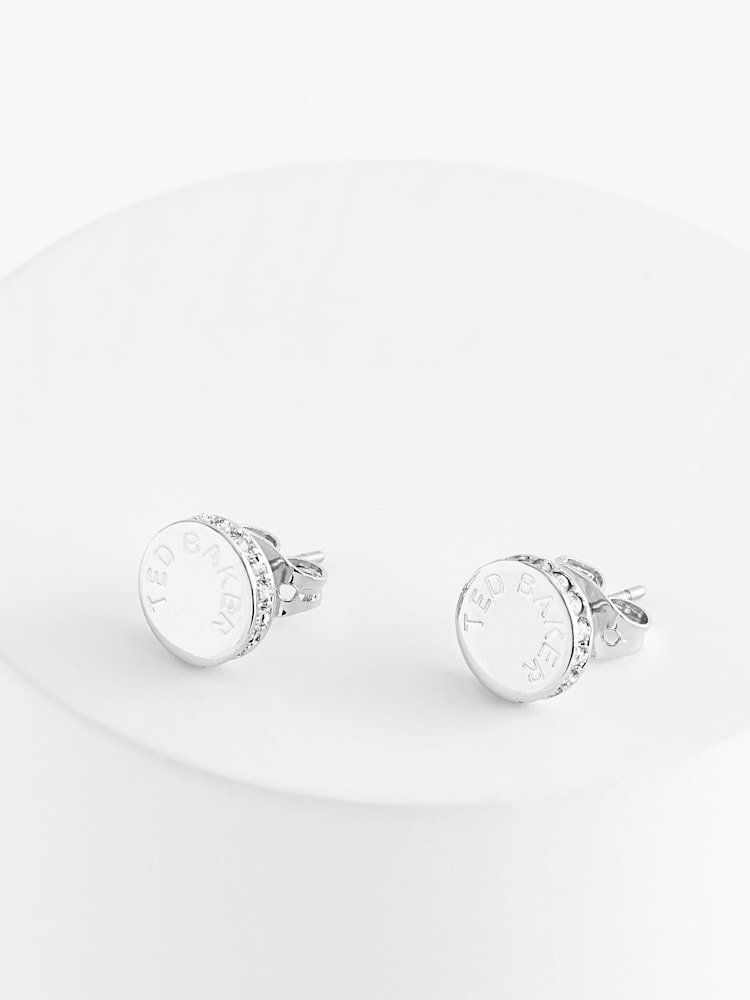 Ted Baker Silver Tone SEESAY: Sparkle Dot Logo Stud Earrings - Image 1 of 2