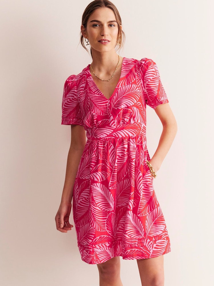 Boden Red Petite Eve 100% Linen Short Dress - Image 1 of 5