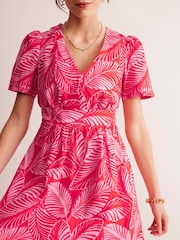 Boden Red Petite Eve 100% Linen Short Dress - Image 2 of 5