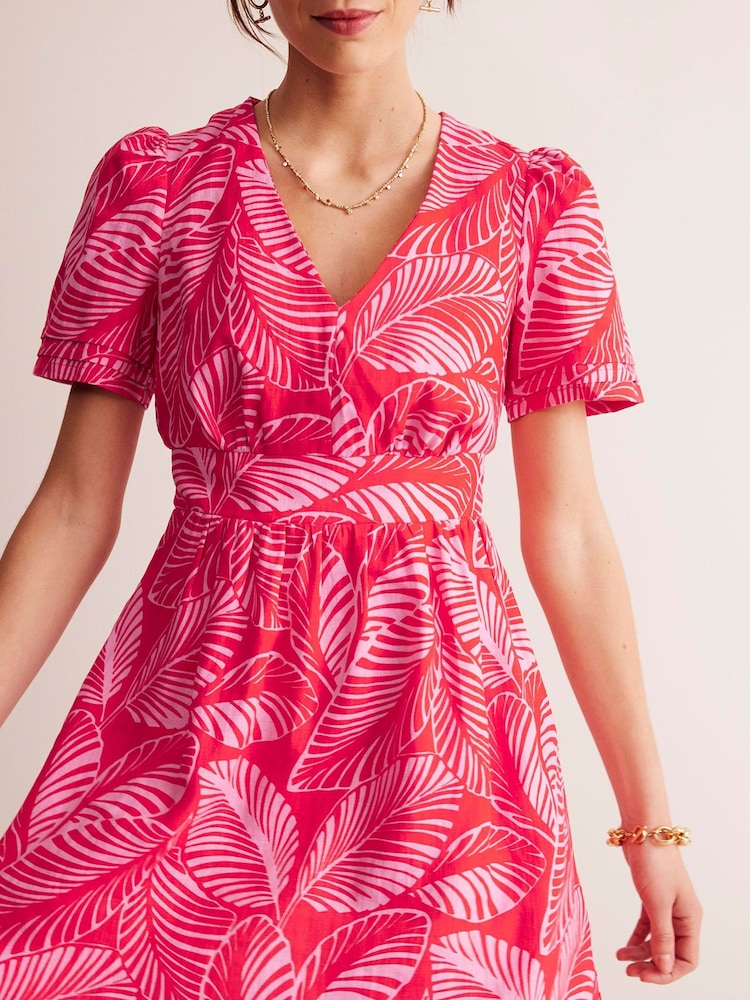 Boden Red Petite Eve 100% Linen Short Dress - Image 2 of 5