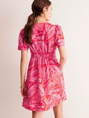 Boden Red Petite Eve 100% Linen Short Dress - Image 3 of 5