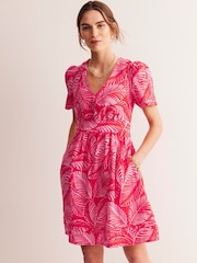 Boden Red Petite Eve 100% Linen Short Dress - Image 4 of 5