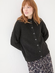 FatFace Black Bea Boucle Cardigan - Image 2 of 6