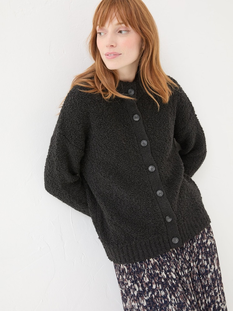 FatFace Black Bea Boucle Cardigan - Image 2 of 6
