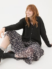 FatFace Black Bea Boucle Cardigan - Image 4 of 6