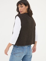FatFace Chocolate Brown Lena Knitted Waistcoat - Image 2 of 5