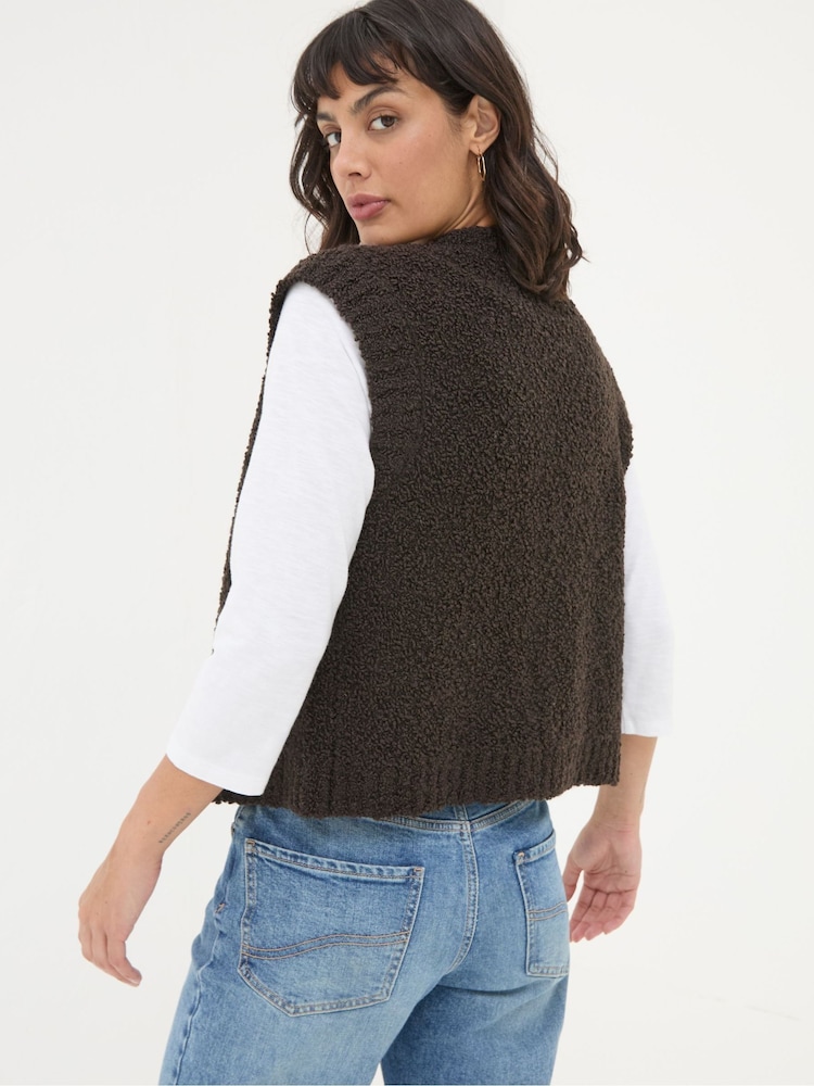 FatFace Chocolate Brown Lena Knitted Waistcoat - Image 2 of 5