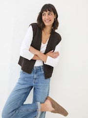FatFace Chocolate Brown Lena Knitted Waistcoat - Image 3 of 5