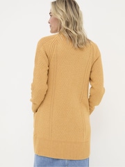FatFace Mustard Yellow Hannah Textured Knitted Cardigan - Image 2 of 4