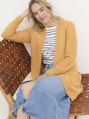FatFace Mustard Yellow Hannah Textured Knitted Cardigan - Image 3 of 4
