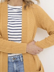 FatFace Mustard Yellow Hannah Textured Knitted Cardigan - Image 4 of 4