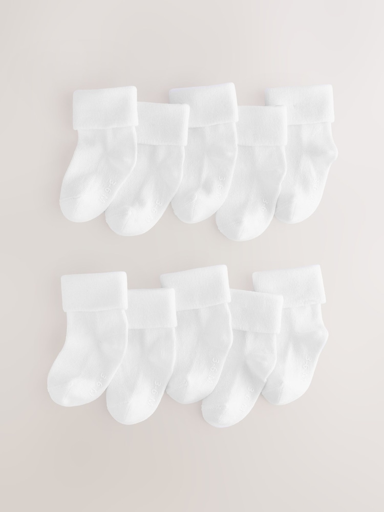 White Baby Roll Top Socks10 Pack (0mths-2yrs) - Image 1 of 4