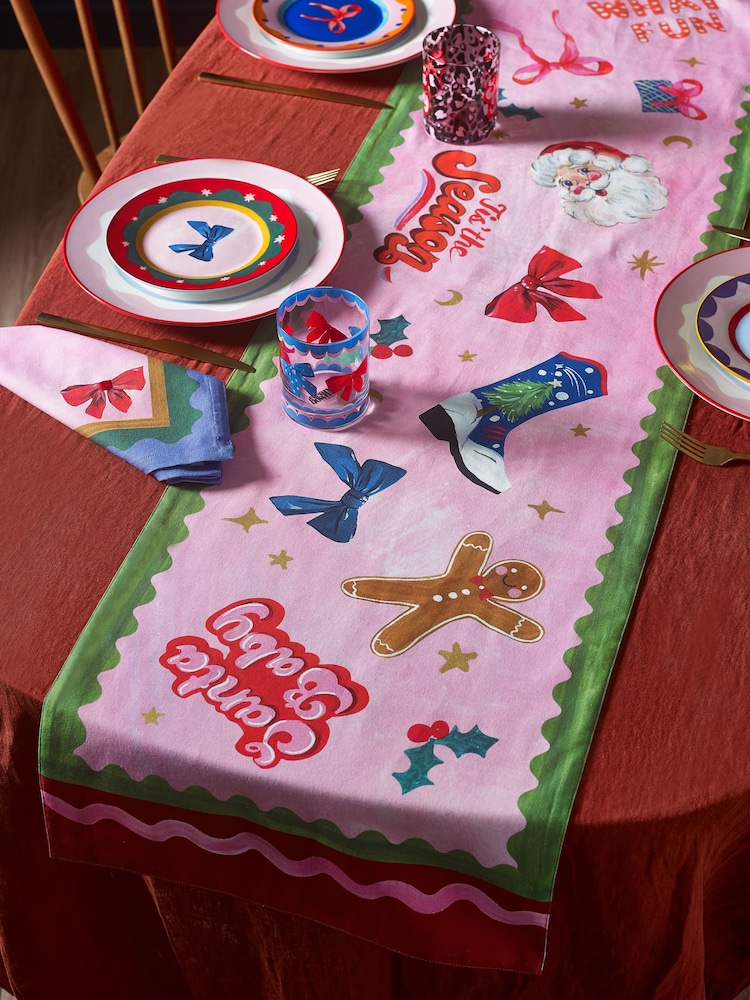 Eleanor Bowmer Fabulously Festive Icon 100% Cotton Christmas Table Runner - Image 1 of 4