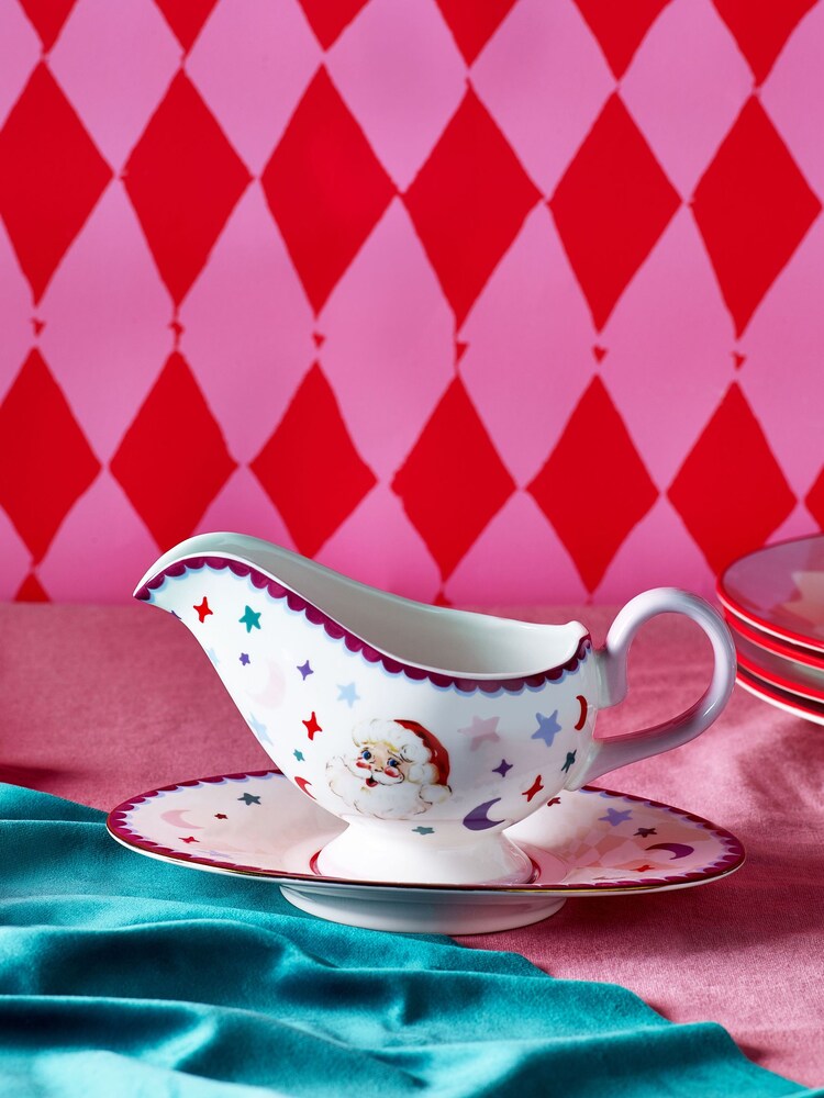 Eleanor Bowmer Fabulously Festive Santa Christmas Gravy Boat And Saucer - Image 1 of 4