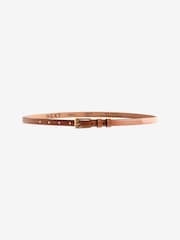 Tan Brown Premium Made In Italy Leather Micro Skinny Belt - Image 4 of 5