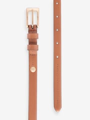 Tan Brown Premium Made In Italy Leather Micro Skinny Belt - Image 5 of 5