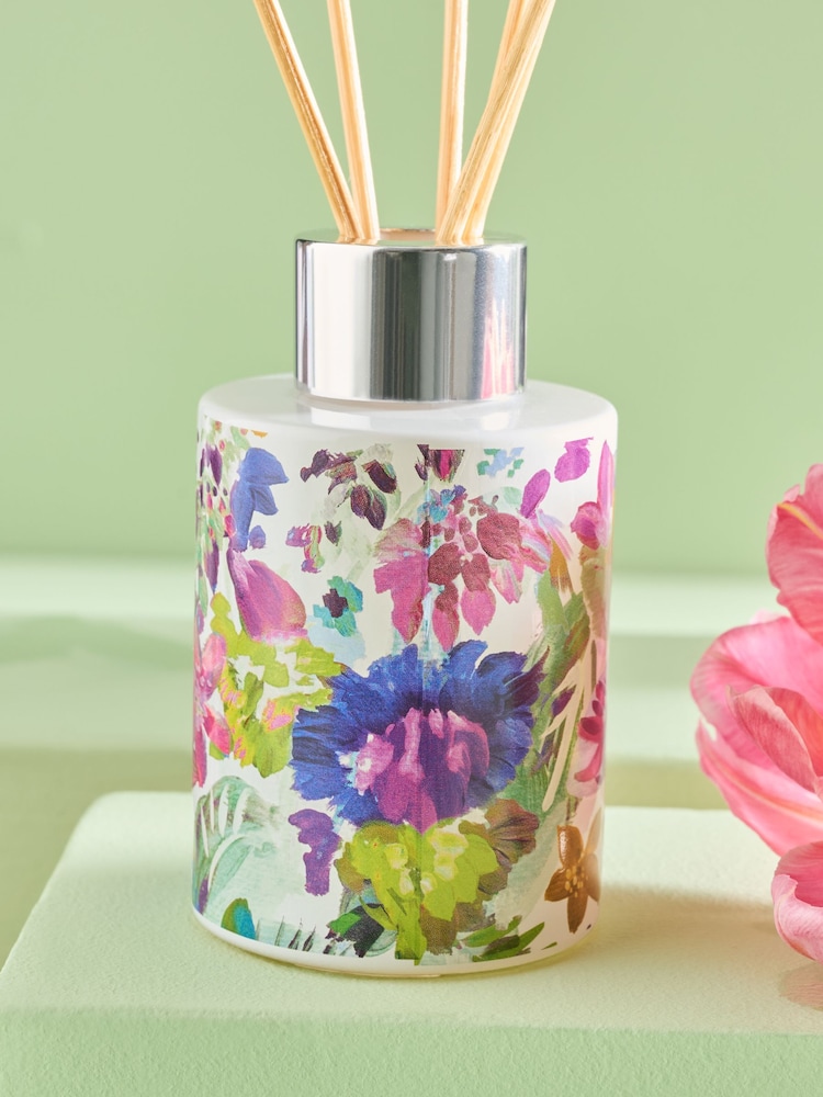 White Jasmine Floral Print 70ml Fragranced Reed Diffuser - Image 2 of 3 White Jasmine Floral Print 70ml Fragranced Reed Diffuser - Image 2 of 3