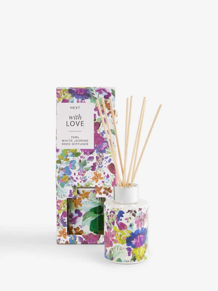 White Jasmine Floral Print 70ml Fragranced Reed Diffuser - Image 3 of 3 White Jasmine Floral Print 70ml Fragranced Reed Diffuser - Image 3 of 3