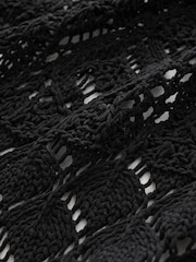 Black Knitted Open Stitch Fringe Waistcoat - Image 5 of 5