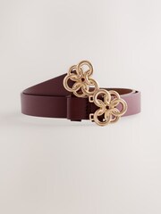 Burgundy Red Twisted Clasp Regular Leather Belt - Image 1 of 3