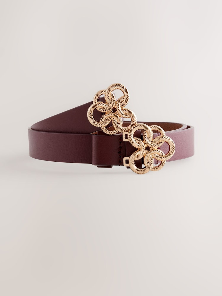 Burgundy Red Twisted Clasp Regular Leather Belt - Image 1 of 3
