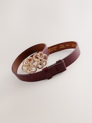 Burgundy Red Twisted Clasp Regular Leather Belt - Image 2 of 3