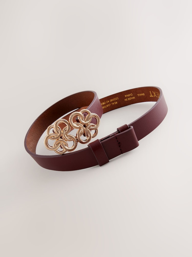 Burgundy Red Twisted Clasp Regular Leather Belt - Image 2 of 3