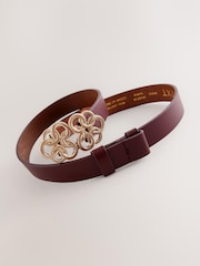 Burgundy Red Twisted Clasp Regular Leather Belt - Image 3 of 3