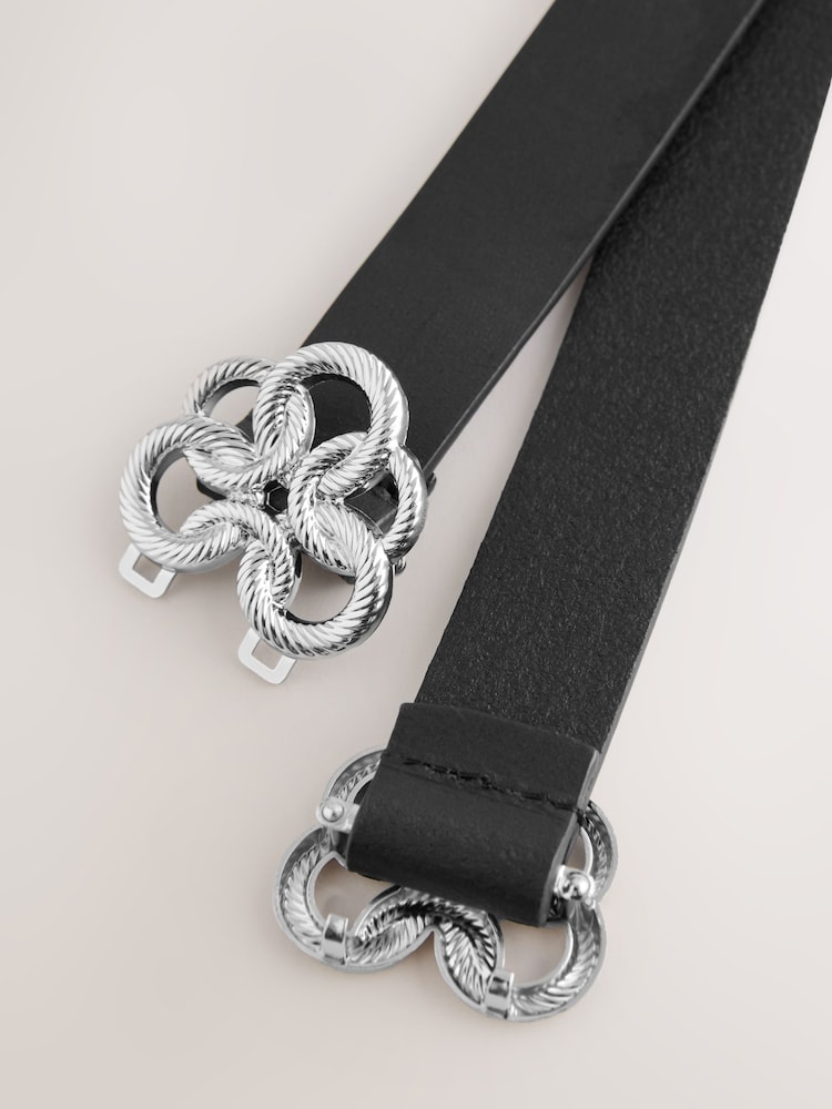 Black Twisted Clasp Regular Leather Belt - Image 2 of 3