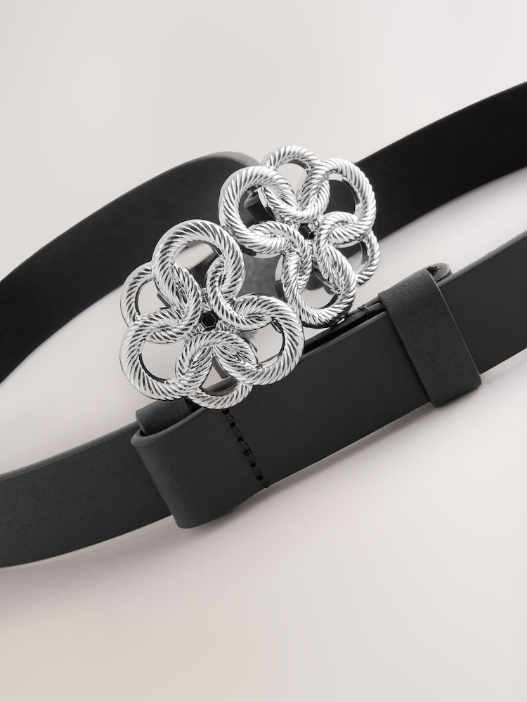 Black Twisted Clasp Regular Leather Belt - Image 3 of 3