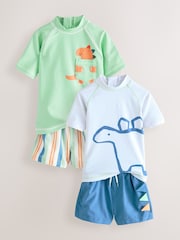 Green/Blue Rash Vest and Shorts Set (3mths-7yrs) - Image 1 of 10