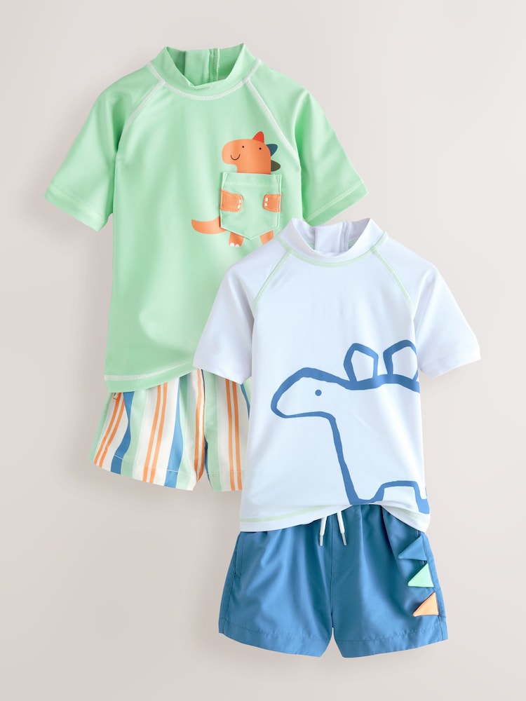 Green/Blue Rash Vest and Shorts Set (3mths-7yrs) - Image 1 of 10