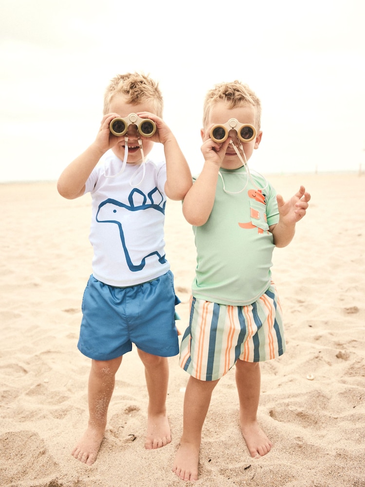 Green/Blue Rash Vest and Shorts Set (3mths-7yrs) - Image 2 of 10